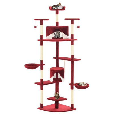 Vidaxl Cat Scratch Post avec Sisal Scratch Posts 203 cm rouge et blanc