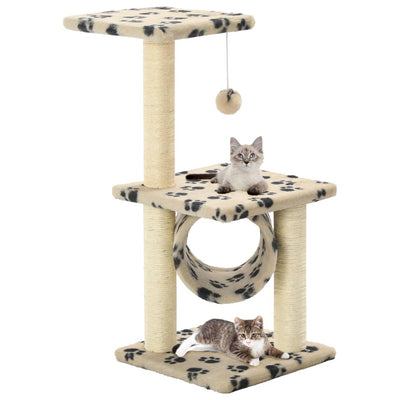 Vidaxl griffoir pour chat avec griffoirs en sisal 65 cm empreintes de pattes beige
