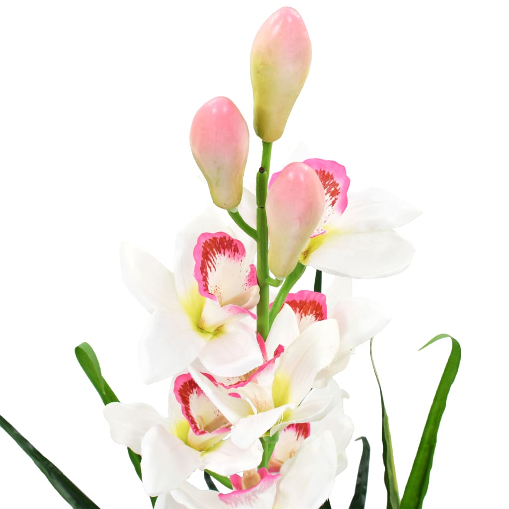 Vidaxl plante artificielle avec des cymbidiums en pot à 100 cm verts