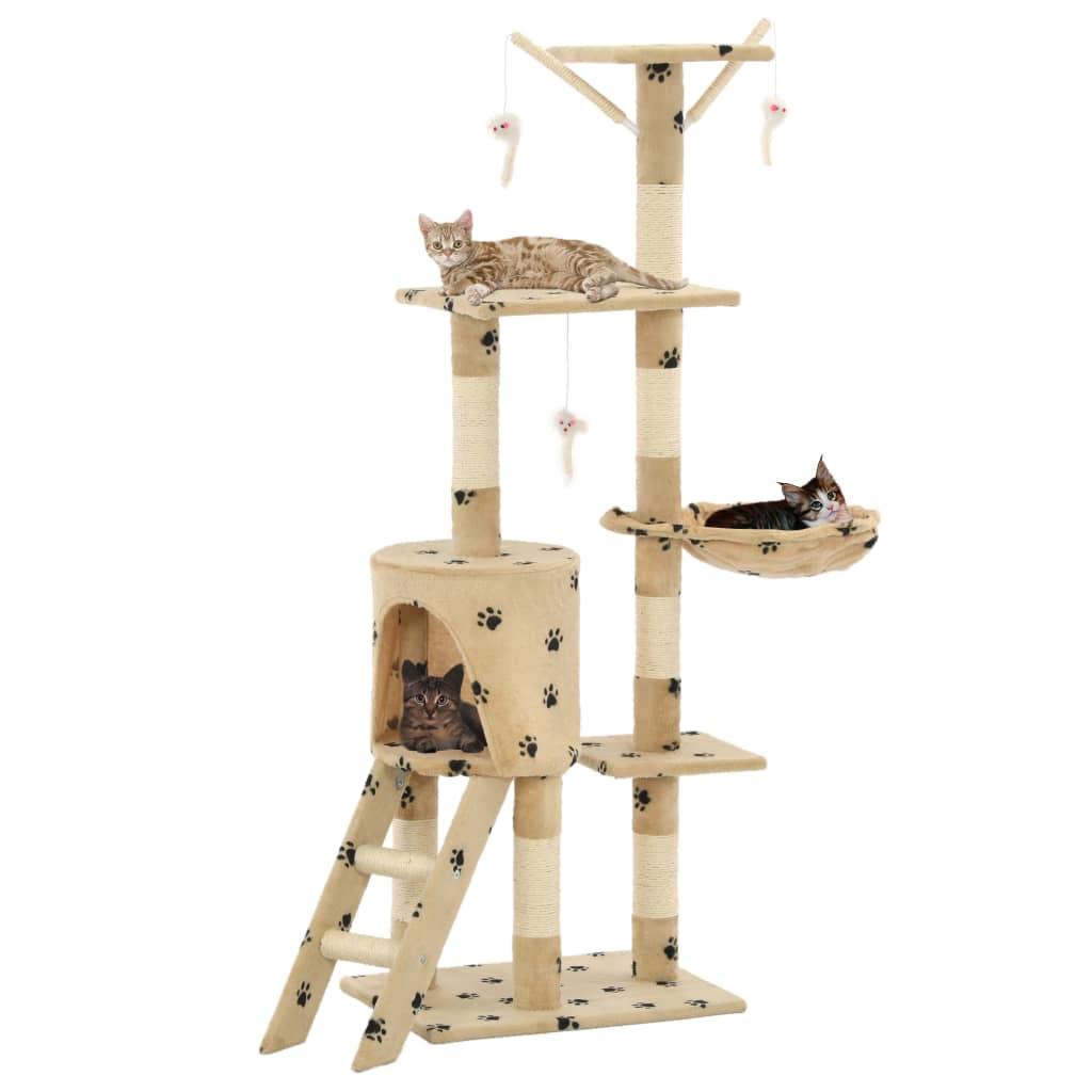 Vidaxl Cat Scratch Post avec sisal Scratch Posts 138 cm Pootprints Beige