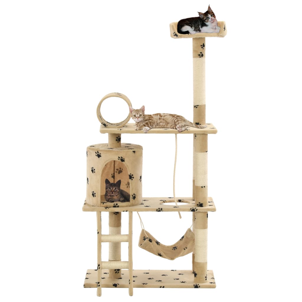Vidaxl Cat Scratch Post avec sisal Scratch Posts 140 cm Pootprints Beige