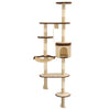 Vidaxl Cat Scratch Post avec des poteaux de grattage montage mural 194 cm brun beige