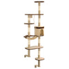 Vidaxl Cat Scratch Post avec des poteaux de grattage montage mural 194 cm brun beige