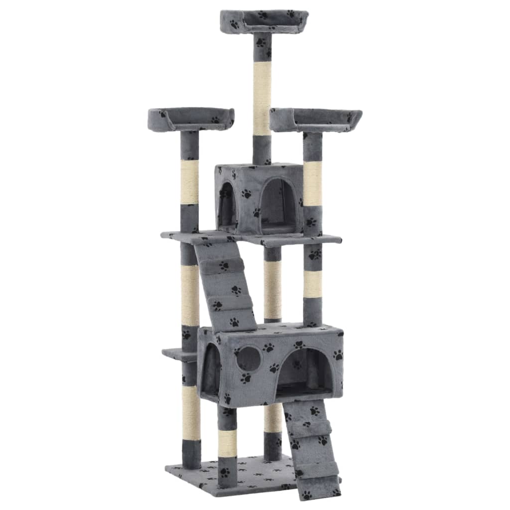 Vidaxl Cat Scratch Post avec Sisal Scratch Posts 170 cm POOTPRINTS GREY