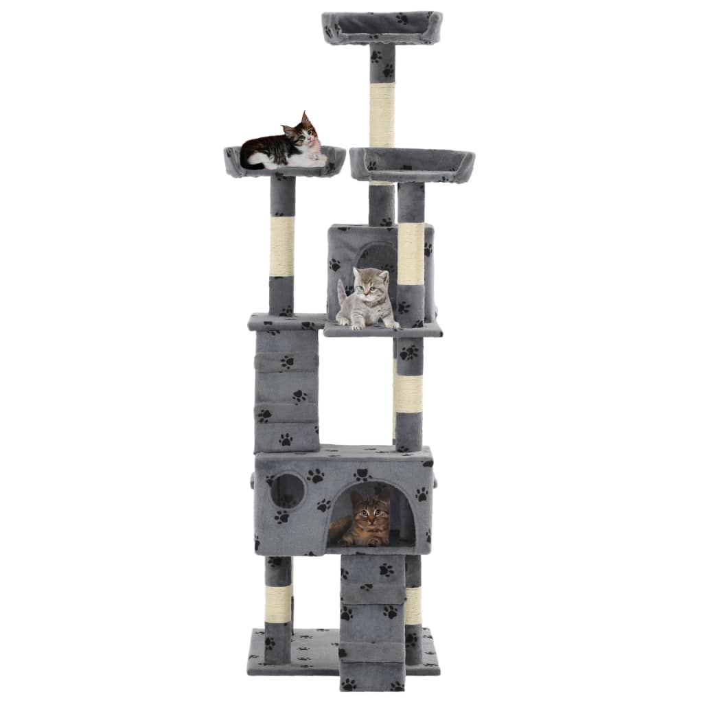Vidaxl Cat Scratch Post avec Sisal Scratch Posts 170 cm POOTPRINTS GREY