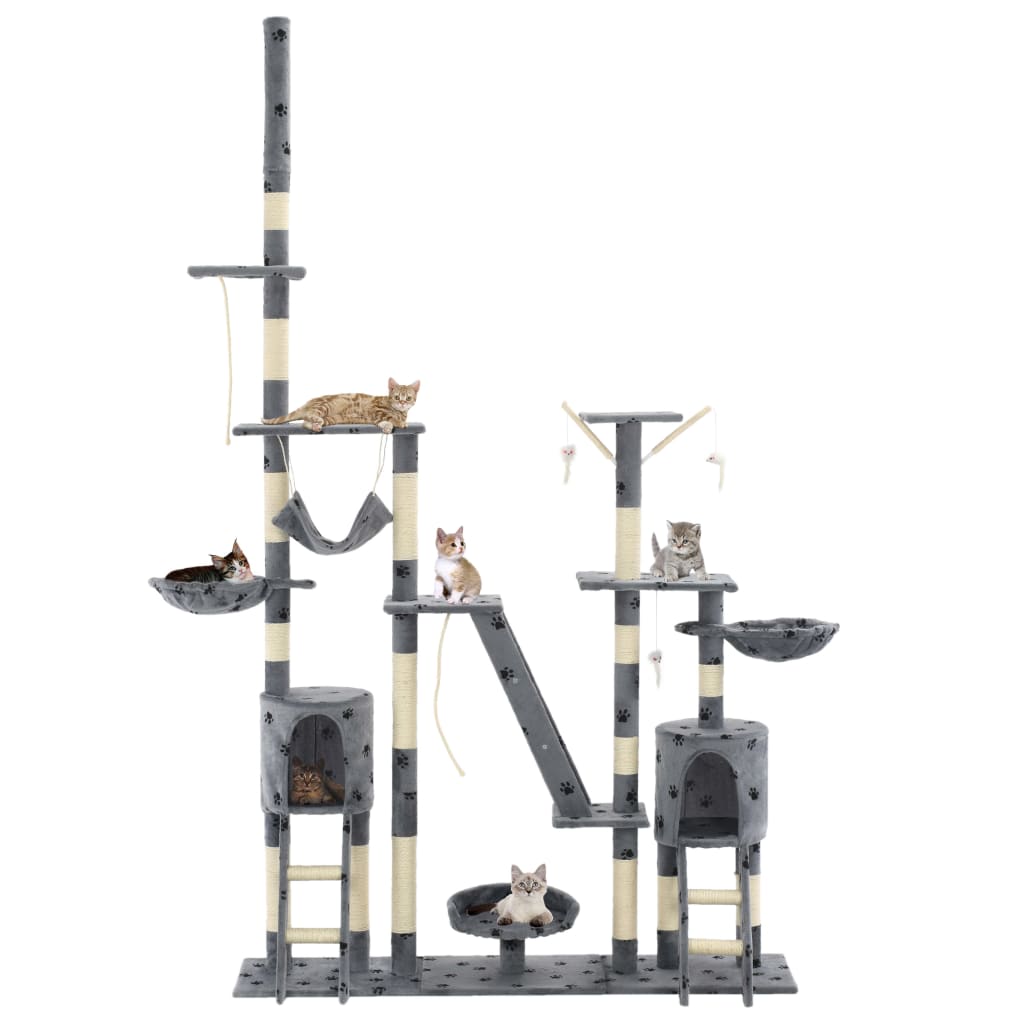 Pole de chat Vidaxl avec Sisal Scratch Post 230-250 cm POOTPRINTS GREY