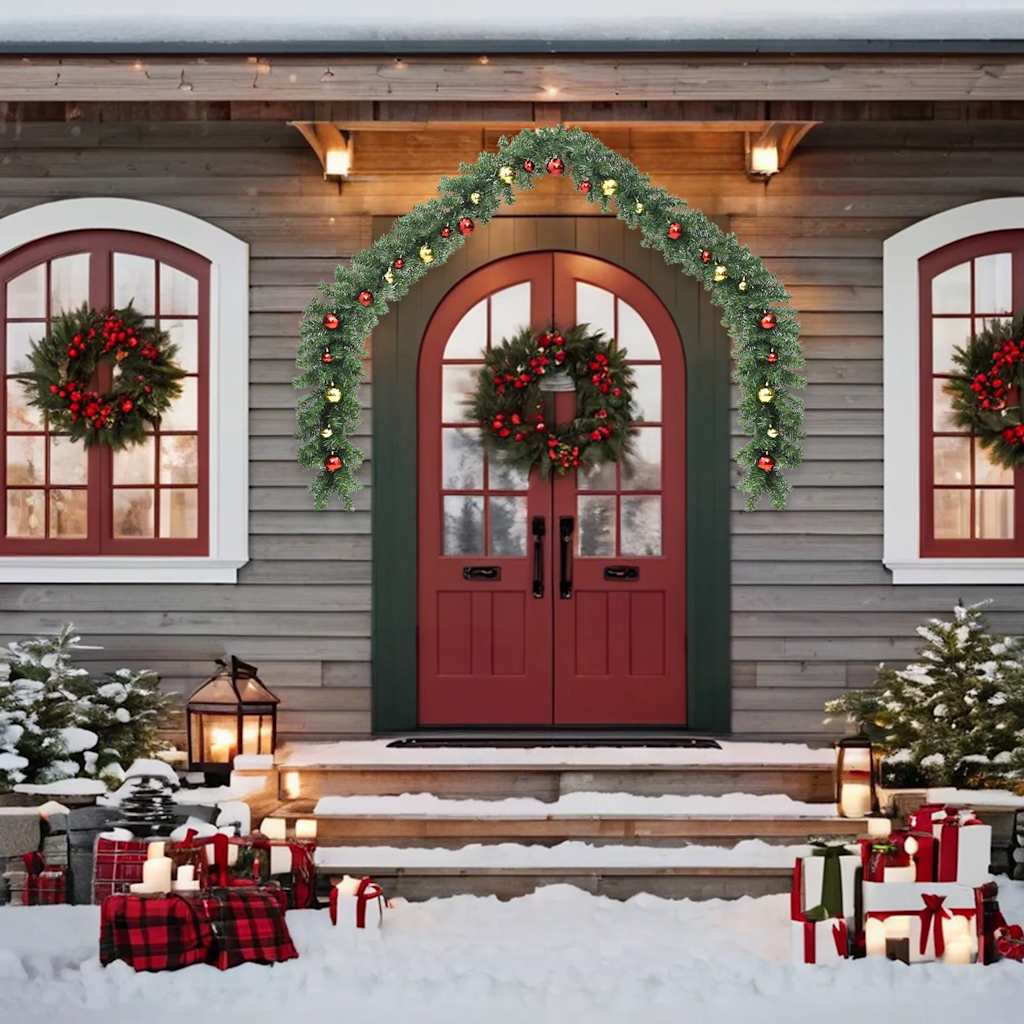 Vidaxl Garland de Noël décoré de balles de Noël et de lumières LED 5 m