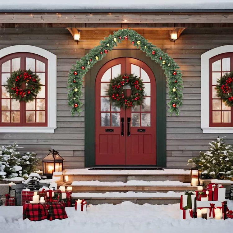 Vidaxl Garland de Noël décoré de balles de Noël et de lumières LED 5 m
