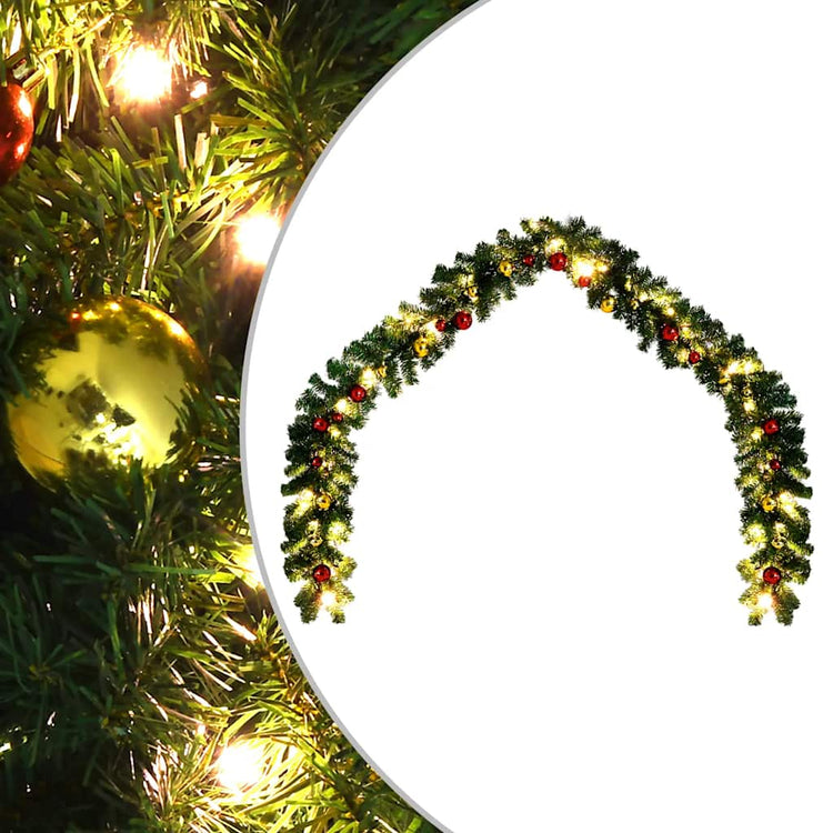 Vidaxl Garland de Noël décoré de balles de Noël et de lumières LED 10 m