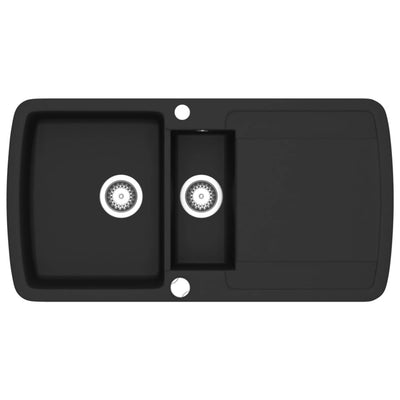 Vidaxl puits double bol en granit noir