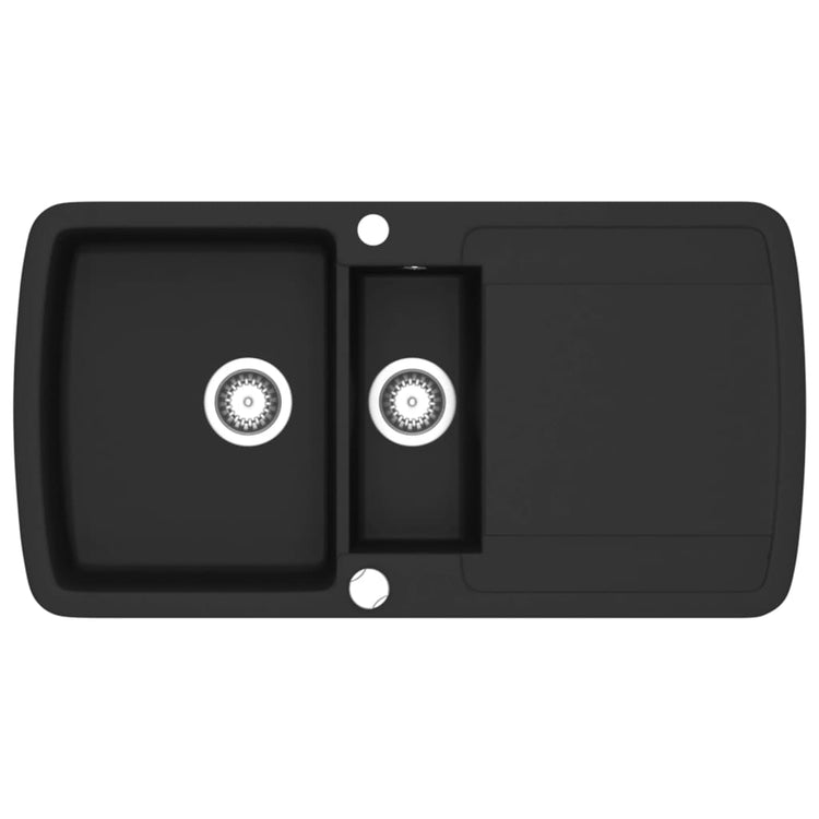 Vidaxl puits double bol en granit noir