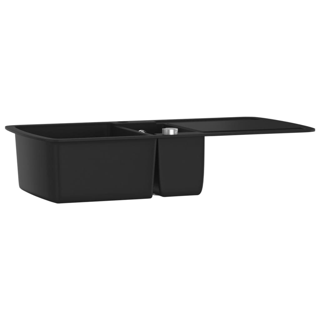 Vidaxl puits double bol en granit noir