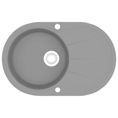 Vidaxl puits ovale bol simple de gris de granit