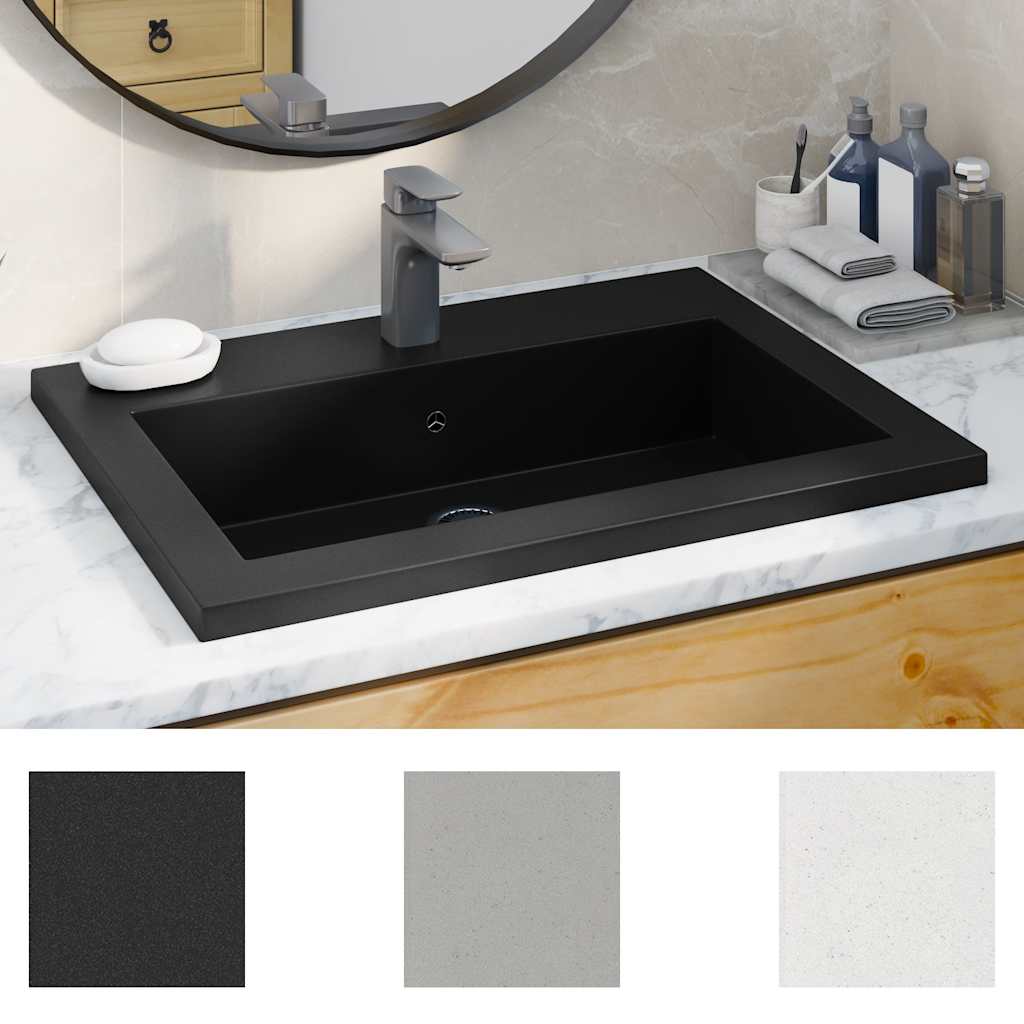 Vidaxl Washbasin 600x450x120 mm de granit noir