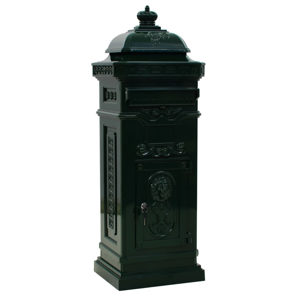 Vidaxl Pilaar Boîte aux lettres Vintage Style Rust résistant en aluminium Green