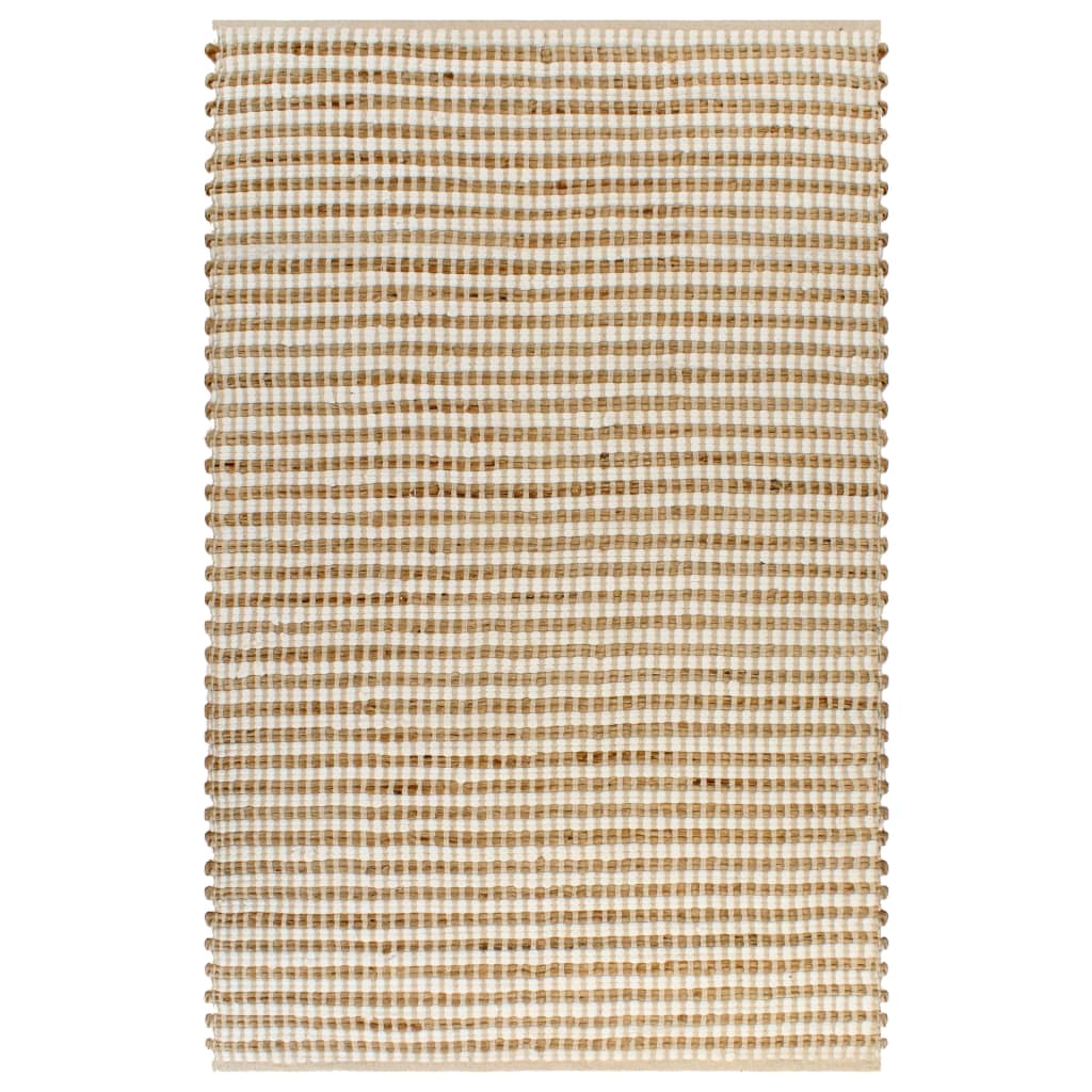 Vidaxl tapis 120x180 cm - Jute tissé à la main naturel et blanc