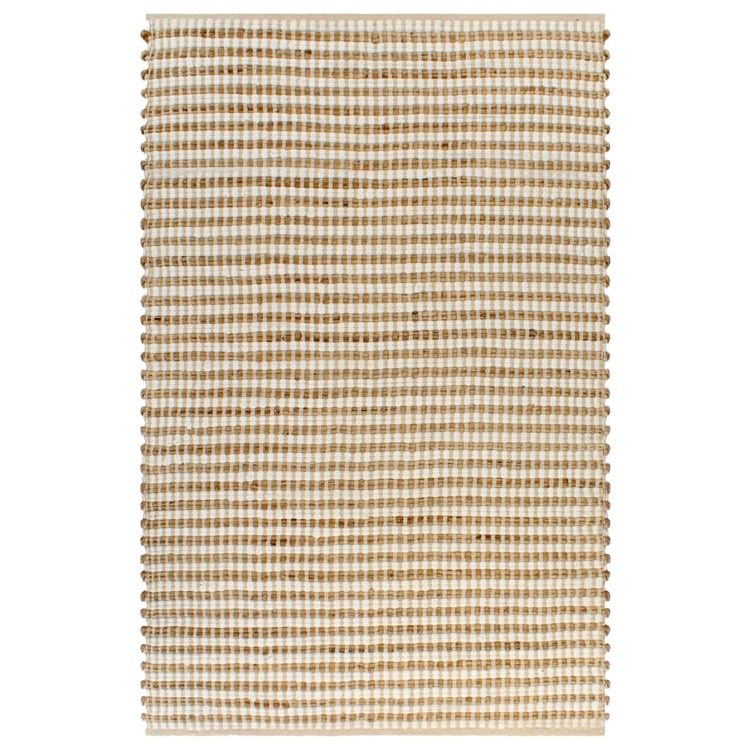 Vidaxl tapis 120x180 cm - Jute tissé à la main naturel et blanc