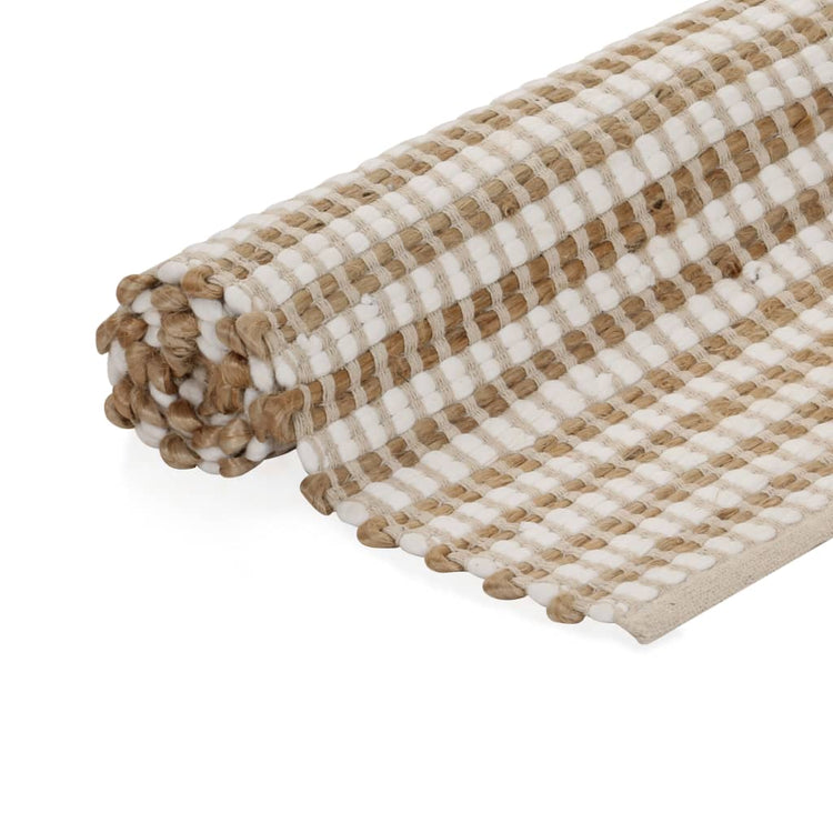 Vidaxl tapis 120x180 cm - Jute tissé à la main naturel et blanc