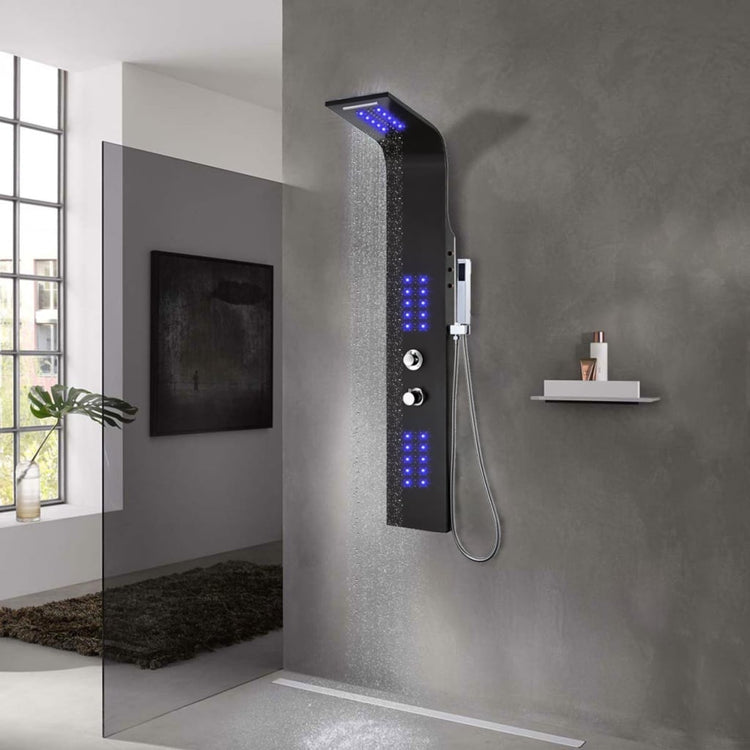 Panneau de douche Vidaxl 20x44x130 cm en aluminium noir