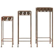 Vidaxl Plant Stand Set Vintage Style Metal Rust Color 3 pièces - afbeelding 1