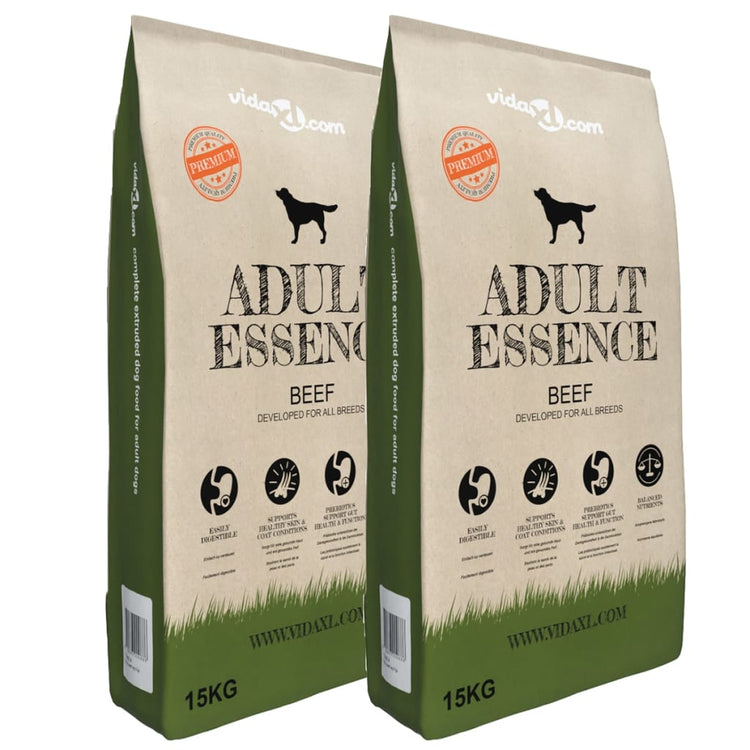 Vidaxl Premium Dog Aliments Dry Adult Essence Beef 30 kg 2 PCS