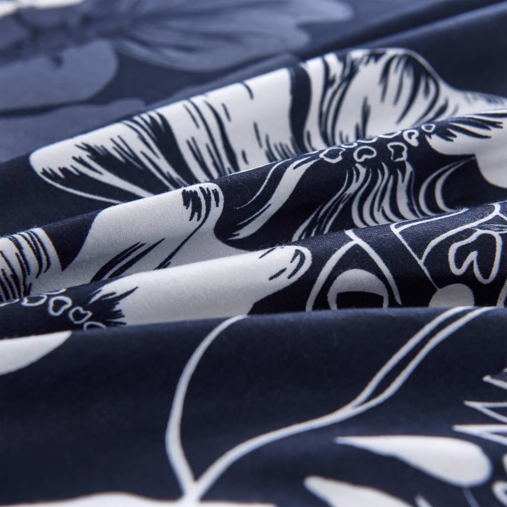 Vidaxl Duvet Racelay Set Flower Design 140x220 60x70 cm Marine Bleu
