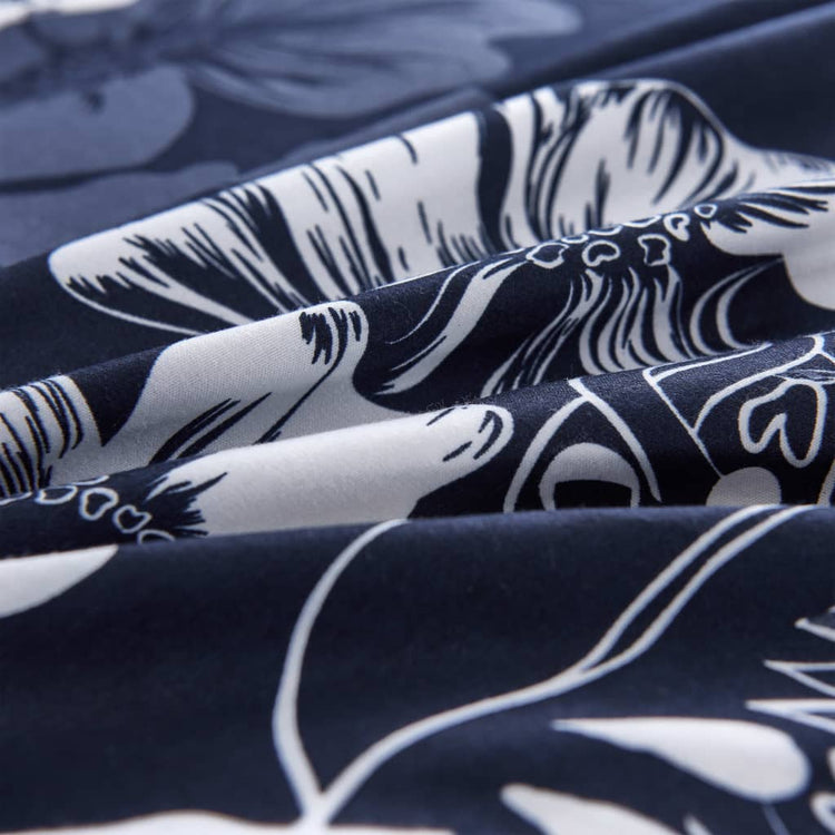 Vidaxl Duvet Racelay Set Flower Design 140x220 60x70 cm Marine Bleu