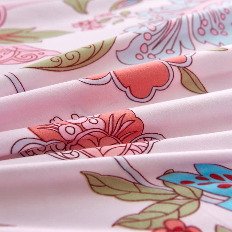 Vidaxx parure de couette fleurs rayé 200x220 80x80 cm rose