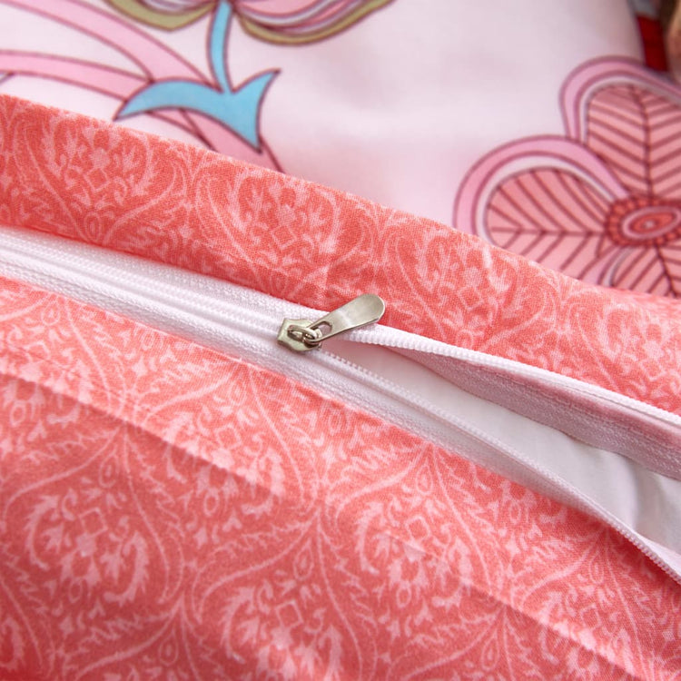Vidaxx parure de couette fleurs rayé 200x220 80x80 cm rose