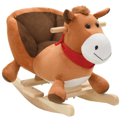 Vidaxl Hobbeldier Horse avec dossier 60x32x50 cm brun en peluche