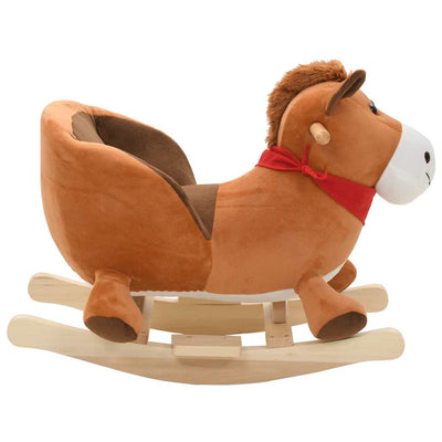 Vidaxl Hobbeldier Horse avec dossier 60x32x50 cm brun en peluche