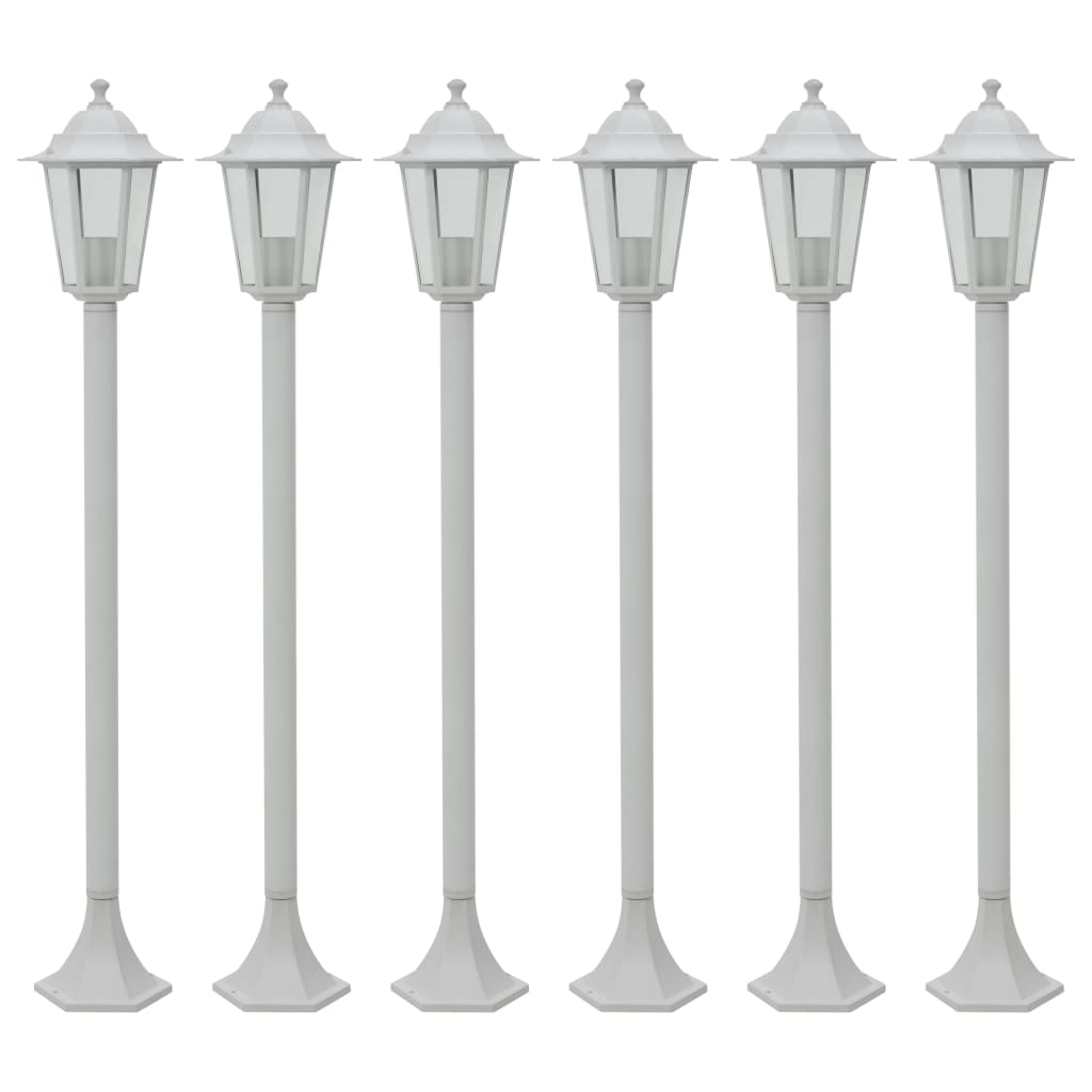 Éclairage de pile Vidaxl pour jardin E27 110 cm Aluminium blanc 6 m