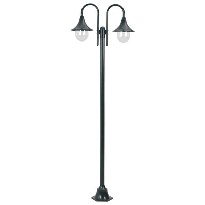 Vidaxl jardin d'éclairage pâle E27 220 cm en aluminium vert foncé 2 pièces