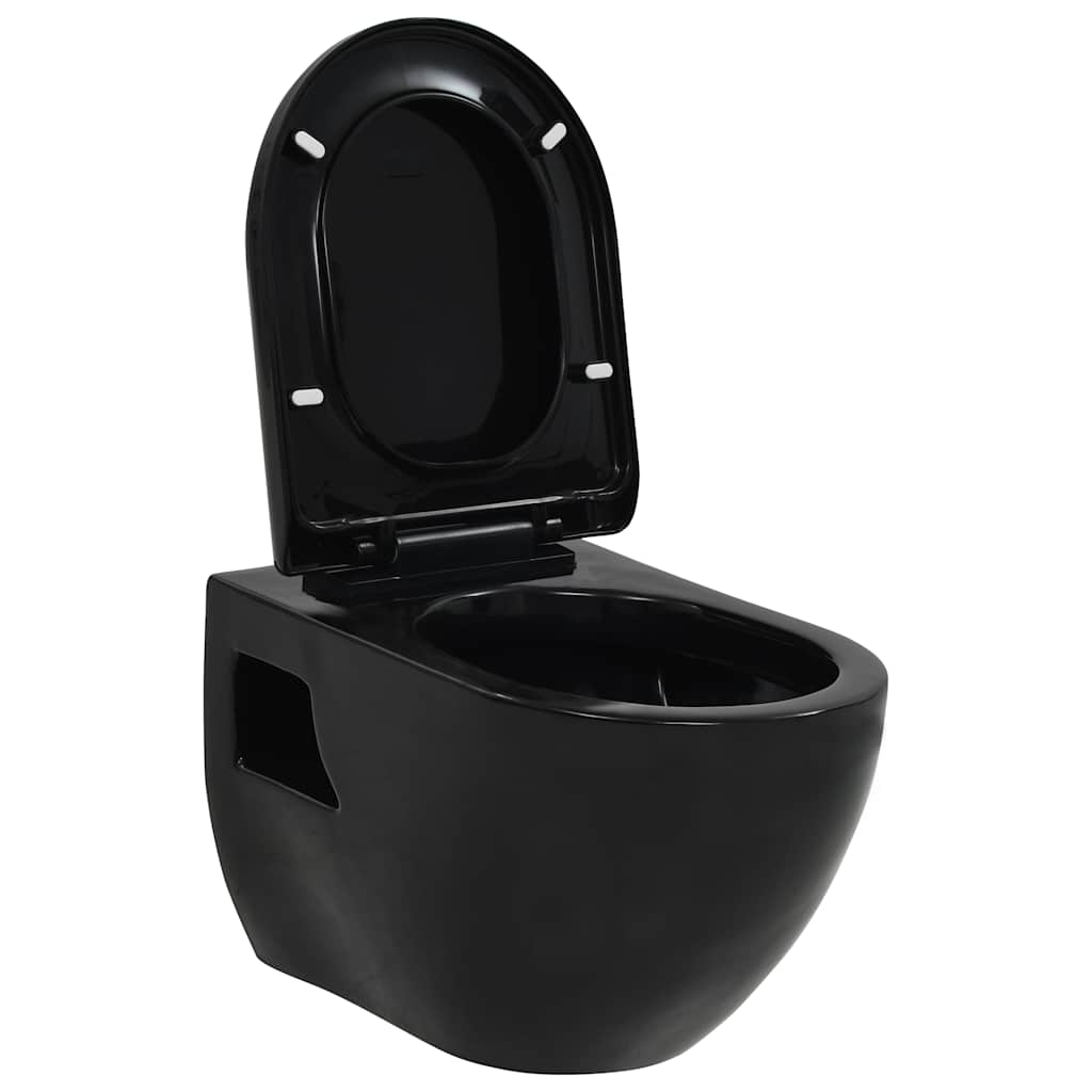 Vidaxl mur de toilettes en céramique noir
