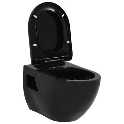 Vidaxl mur de toilettes en céramique noir