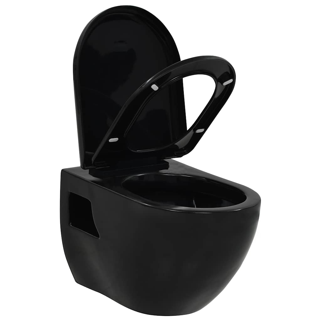 Vidaxl mur de toilettes en céramique noir