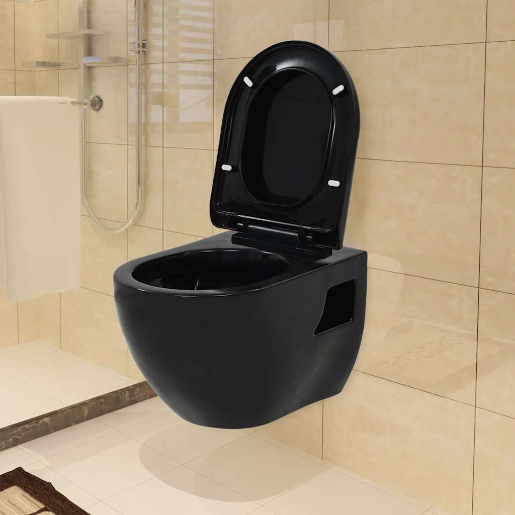 Vidaxl mur de toilettes en céramique noir