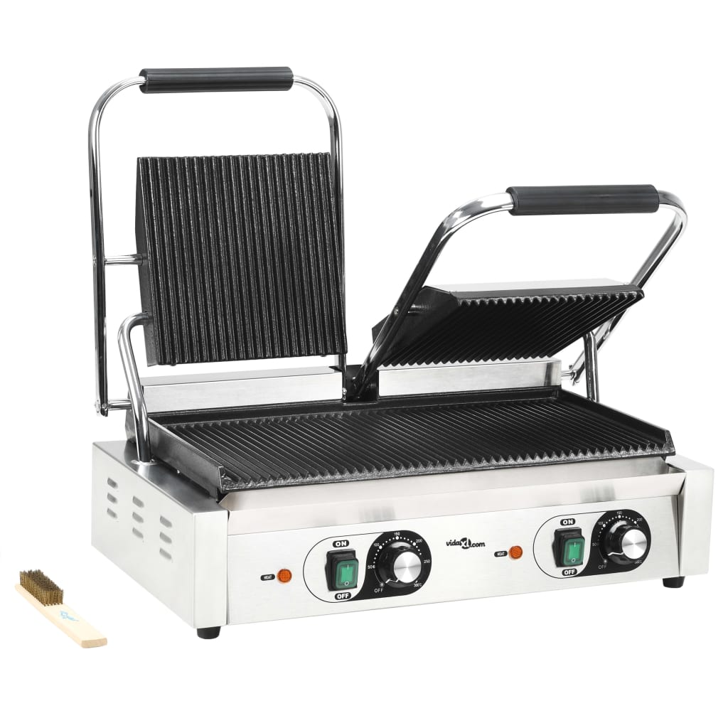 Vidaxl Panini Grill Double rainure 3600 W 57x30.5x20 cm