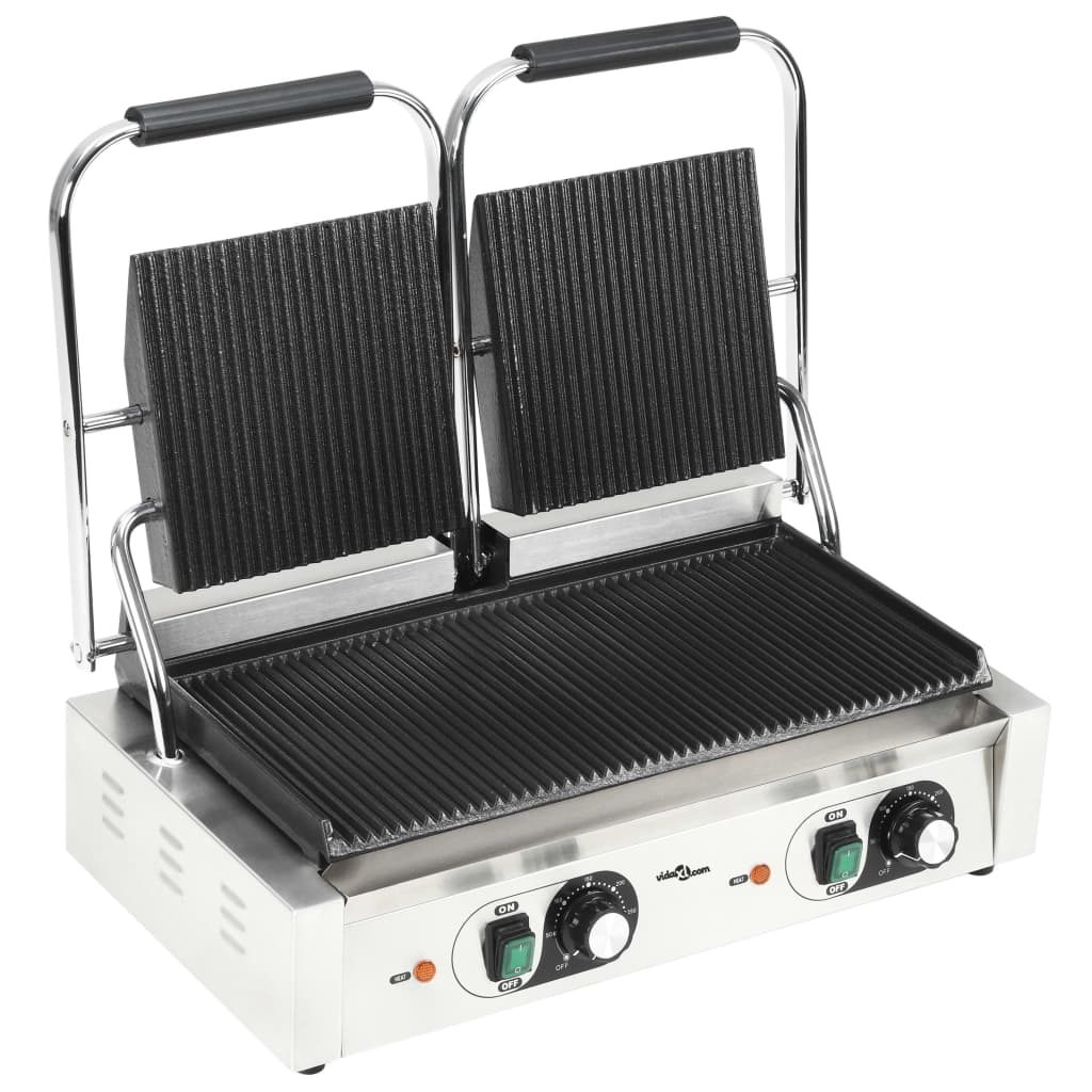 Vidaxl Panini Grill Double rainure 3600 W 57x30.5x20 cm