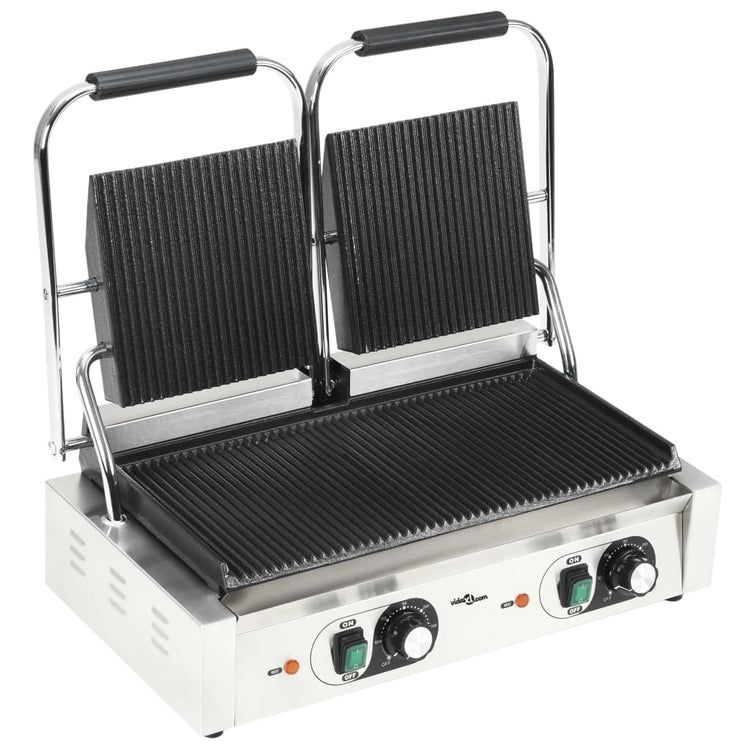 Vidaxl Panini Grill Double rainure 3600 W 57x30.5x20 cm