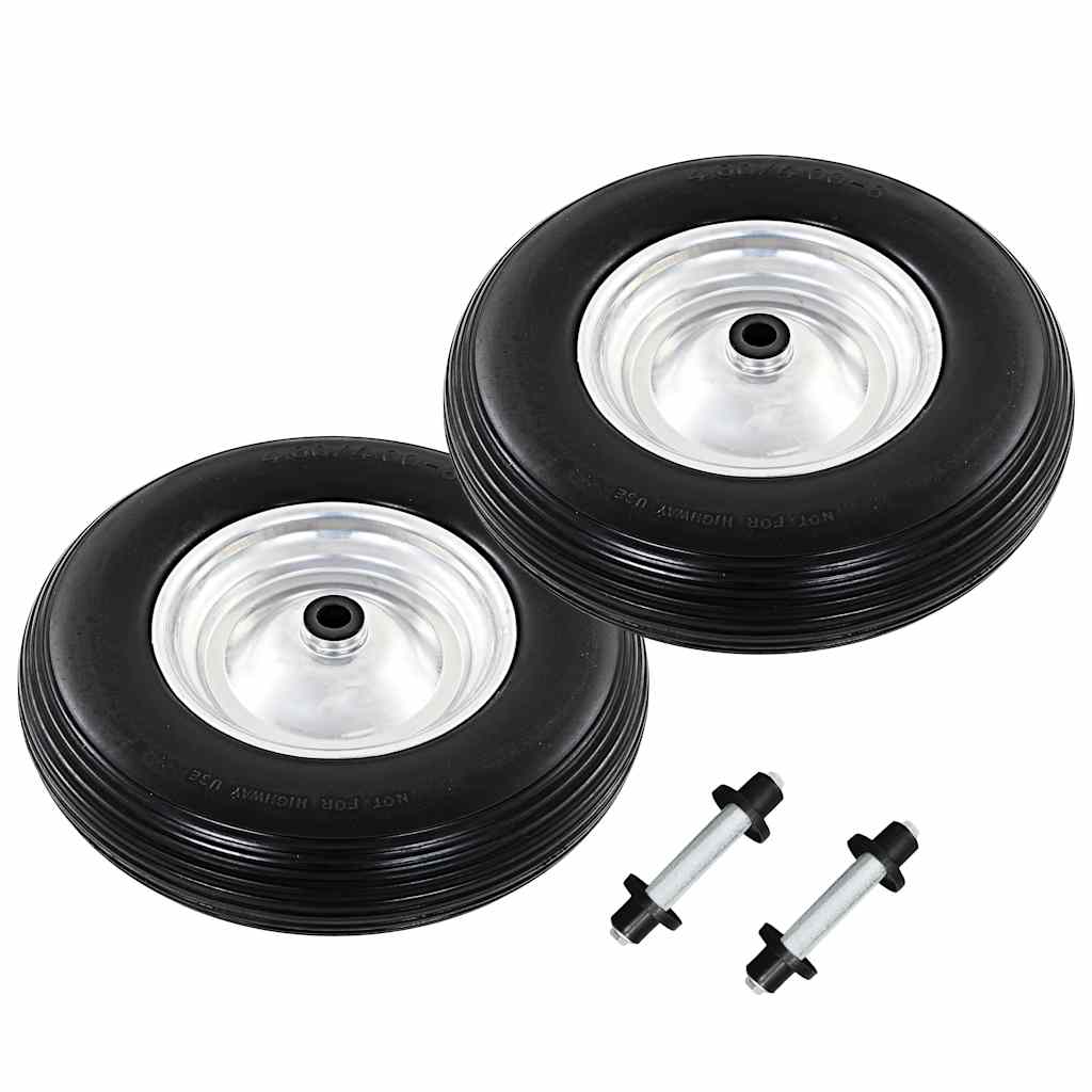 Roues de brouette Vidaxl avec des essieux 4,00-8 390 mm PU solide PU 2 STS