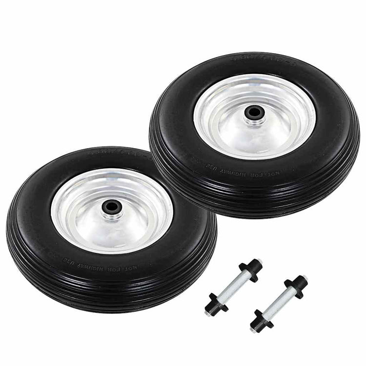 Roues de brouette Vidaxl avec des essieux 4,00-8 390 mm PU solide PU 2 STS