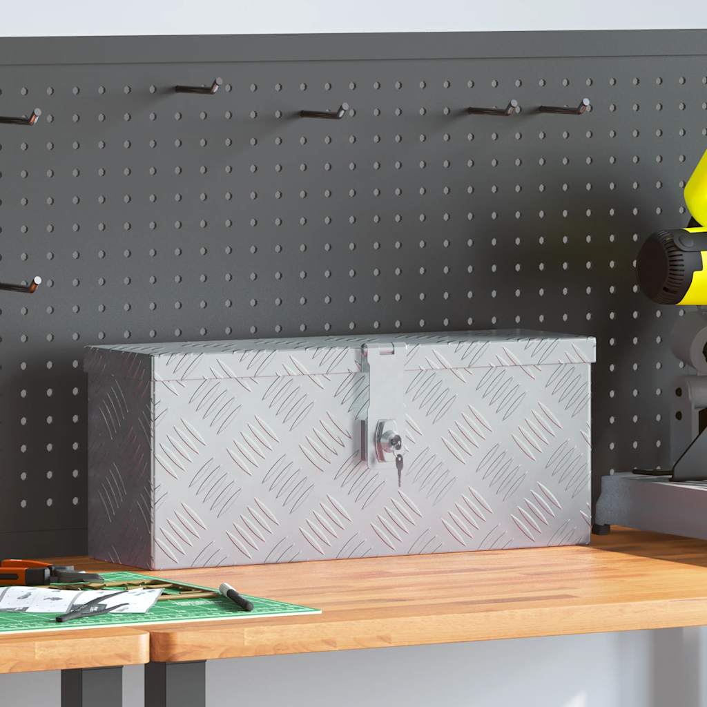 Boîte en aluminium Vidaxl 48.5x14x20 cm Colore en argent