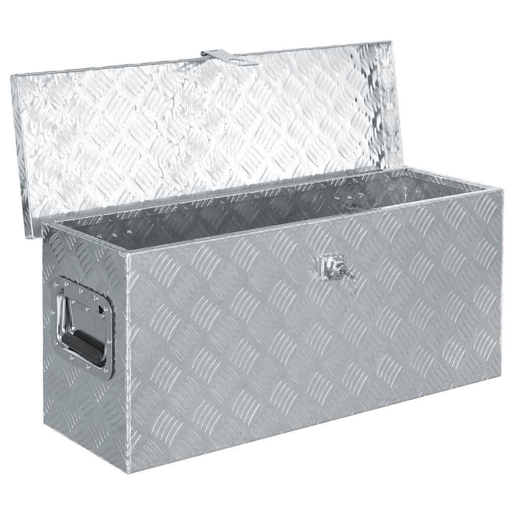 Boîte en aluminium Vidaxl 76.5x26.5x33 cm de couleur argentée