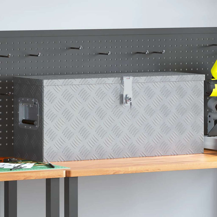 Boîte en aluminium Vidaxl 76.5x26.5x33 cm de couleur argentée