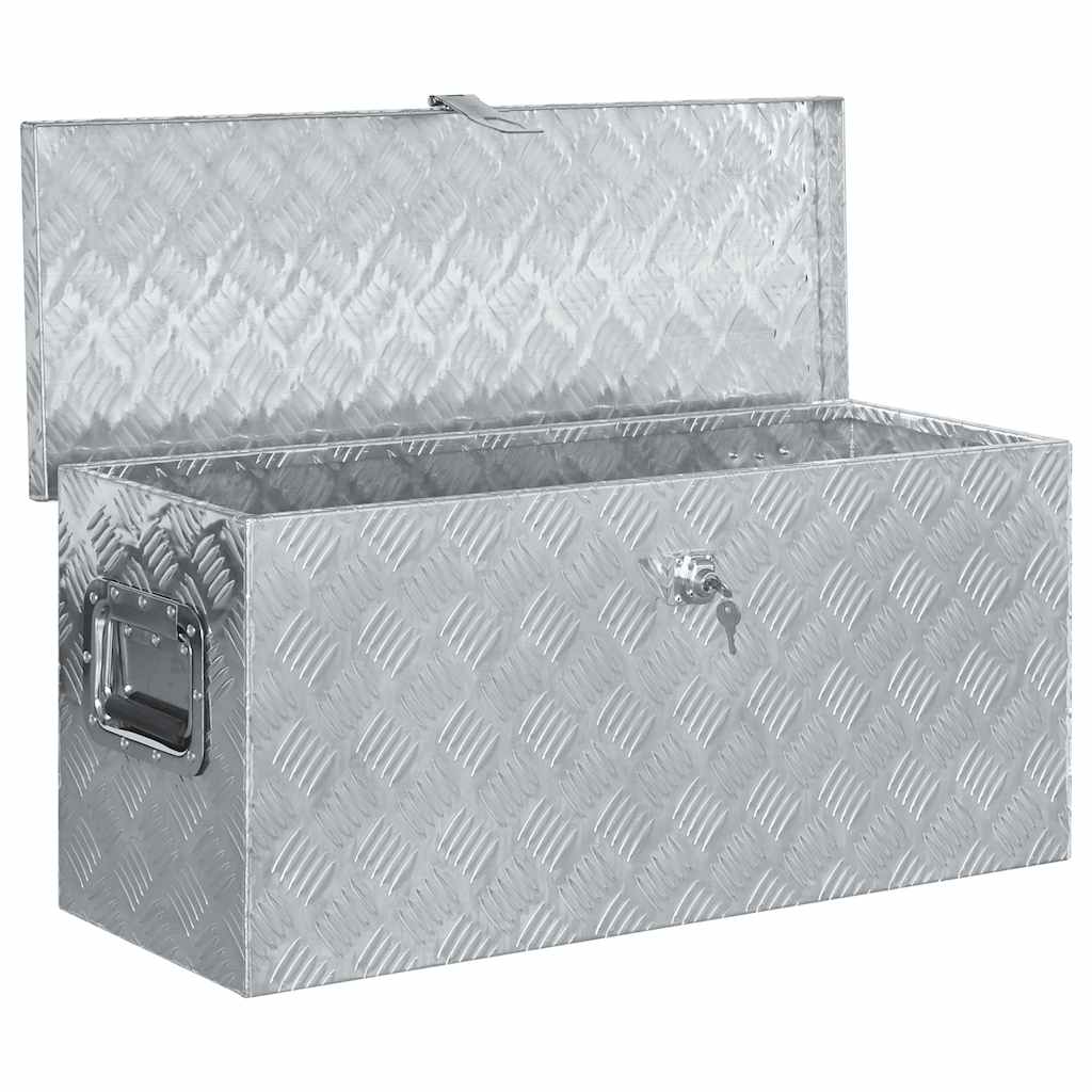 Boîte en aluminium Vidaxl 80x30x35 cm de couleur argentée
