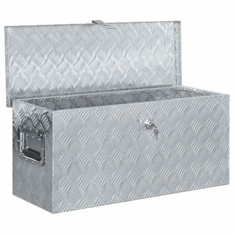 Boîte en aluminium Vidaxl 80x30x35 cm de couleur argentée