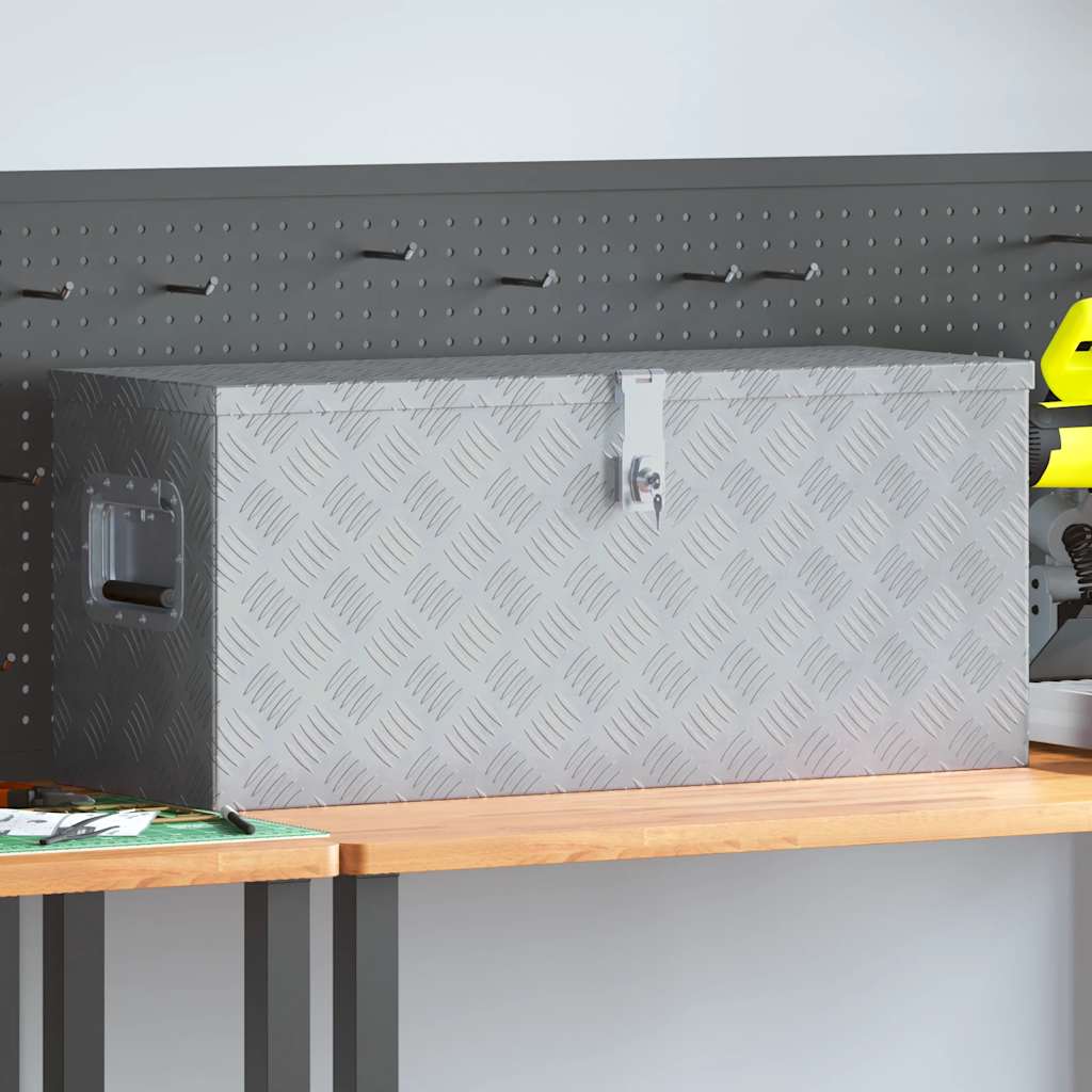 Boîte en aluminium Vidaxl 80x30x35 cm de couleur argentée