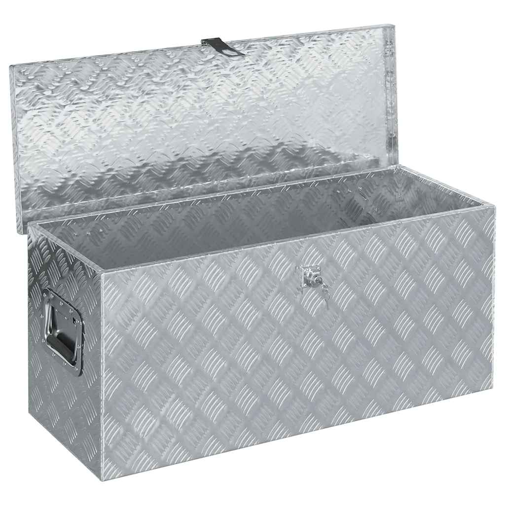 Boîte de rangement Vidaxl 90.5x35x40 cm Couleur en aluminium en aluminium