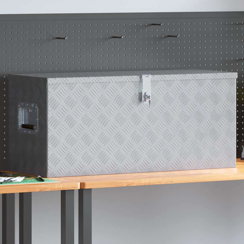Boîte de rangement Vidaxl 90.5x35x40 cm Couleur en aluminium en aluminium